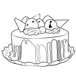 Yummy Cake Free Coloring Page for Kids