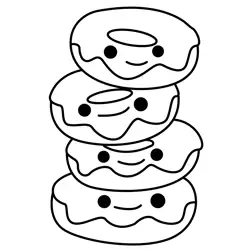 Stacked Smiling Donuts Free Coloring Page for Kids