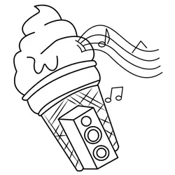Ice Cream Cone with Speaker Free Coloring Page for Kids