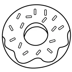 Sweet Donut Outline Sprinkles Free Coloring Page for Kids