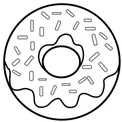 Delicious Donut with Sprinkles Free Coloring Page for Kids