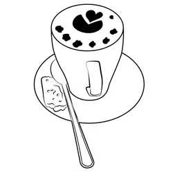 Coffee With White Cup Free Coloring Page for Kids