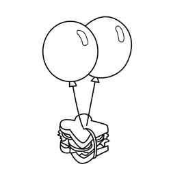 Balloons Carrying a Sandwich Free Coloring Page for Kids