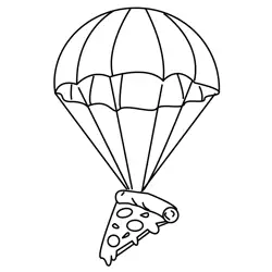 Floating pizza with parachute Free Coloring Page for Kids