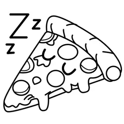 Sleeping Pizza Slice Free Coloring Page for Kids