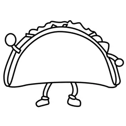 Dancing Taco Character Free Coloring Page for Kids