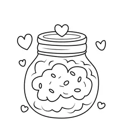 Sweet Cloud Hearts Jar Free Coloring Page for Kids