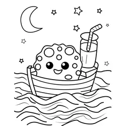 Sweet Cookie Boat Adventure Free Coloring Page for Kids