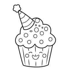 Sweet Party Treat Cupcake Free Coloring Page for Kids