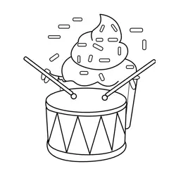 Sweet Beat Cupcake Drummer Free Coloring Page for Kids