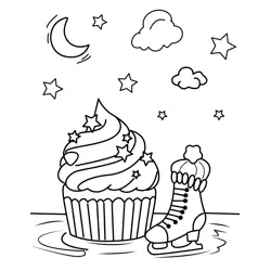 Sweet Ice Skating Night Free Coloring Page for Kids