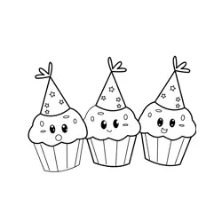 Sweet Cupcake Party Celebration Free Coloring Page for Kids