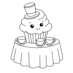 Muffin's Delightful Tea Party Free Coloring Page for Kids