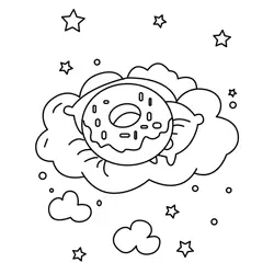 Sweet Donut Cloud Dream Free Coloring Page for Kids