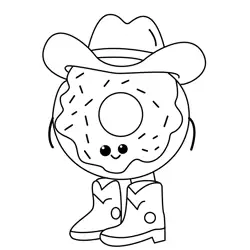 Cute Donut Cowboy Character Free Coloring Page for Kids