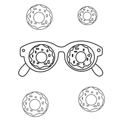 Donut Glasses Sweet Vision Free Coloring Page for Kids