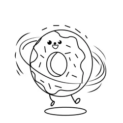 Happy Donut Hula Fun Free Coloring Page for Kids
