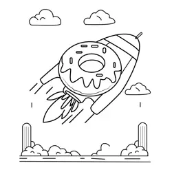 Donut Blasts Off Free Coloring Page for Kids
