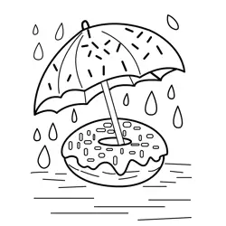 Donut Under Sprinkle Rain Free Coloring Page for Kids