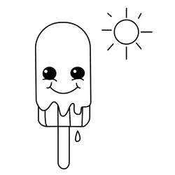 Happy Melting Popsicle Sun Free Coloring Page for Kids