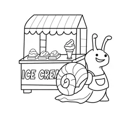 Snail's Ice Cream Stand Free Coloring Page for Kids