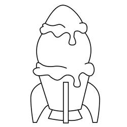 Snowcone Rocket Treat Free Coloring Page for Kids