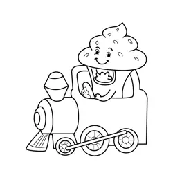 Muffin Conductor Train Ride Free Coloring Page for Kids