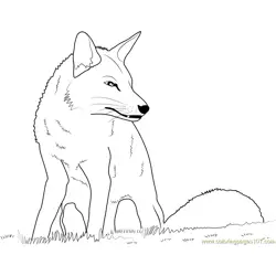 Fox Sitting Free Coloring Page for Kids