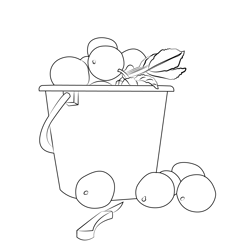 Apple Bucket Free Coloring Page for Kids