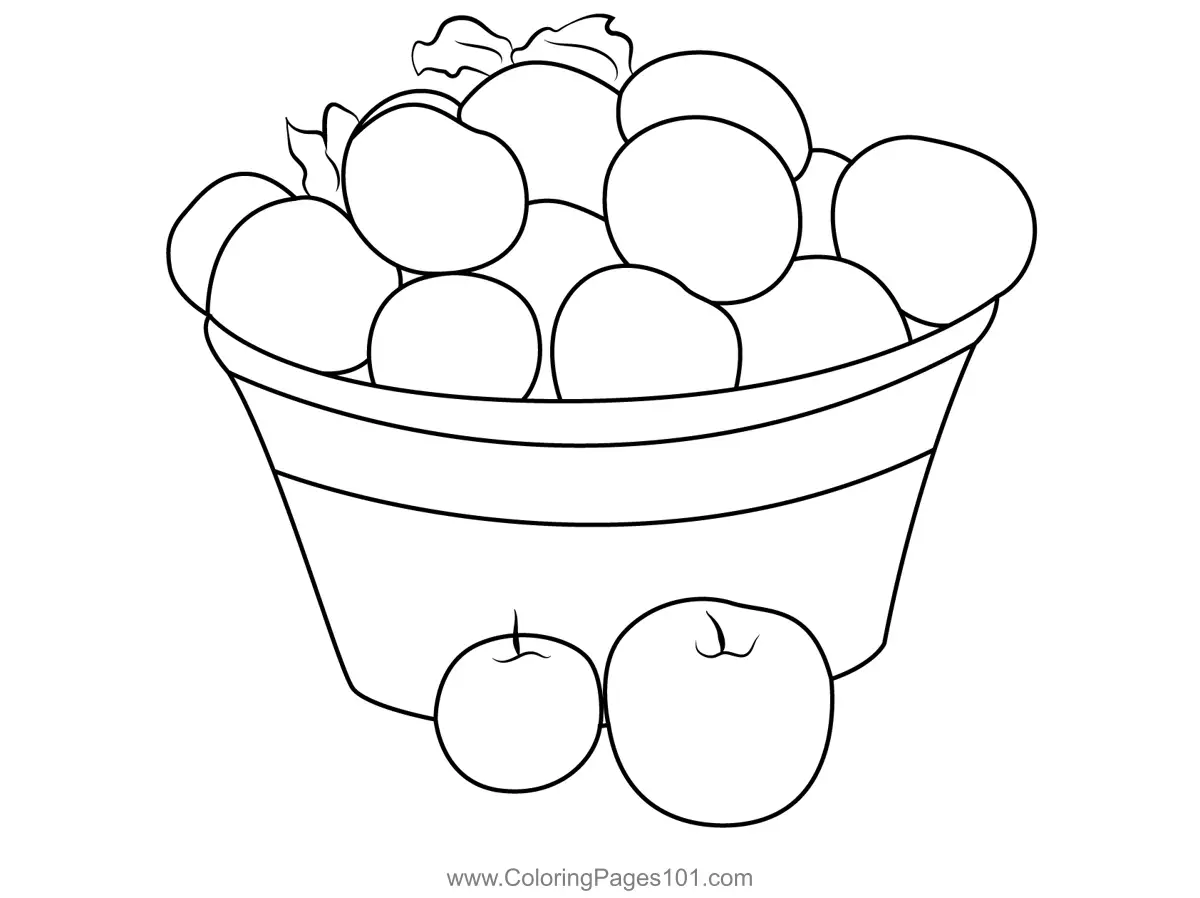 Basket Full Of Fresh Apples Coloring Page for Kids Free Apple