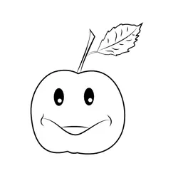 Cartoon Apple Free Coloring Page for Kids