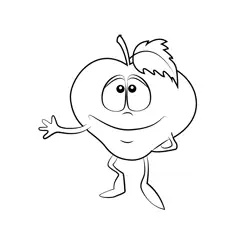 Cute Cartoon Apple Free Coloring Page for Kids