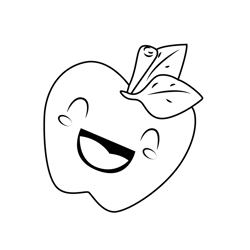 Happy Cartoon Apple Free Coloring Page for Kids