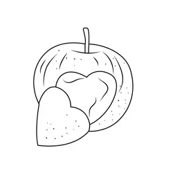 Red Apple With Heart Shaped Cut Free Coloring Page for Kids