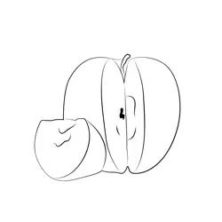 Sliced Green Apple Free Coloring Page for Kids