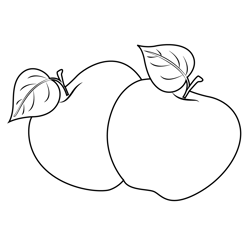 Two Apple With Leafs Free Coloring Page for Kids