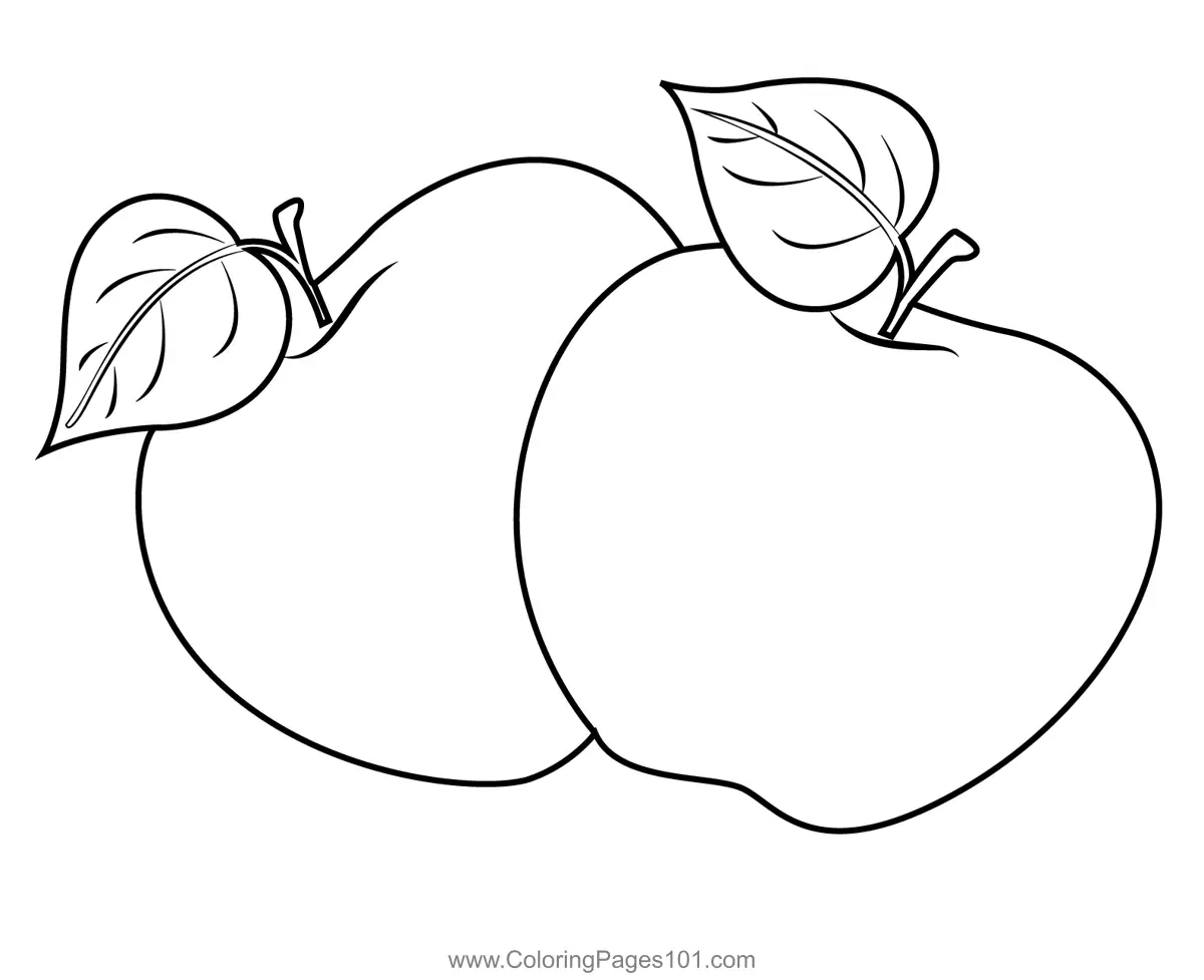 Two Apple With Leafs Coloring Page for Kids - Free Apple Printable ...