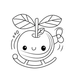 Happy Apple Helicopter Flight Free Coloring Page for Kids