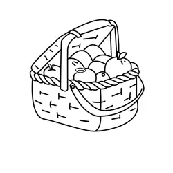 Fresh Fruit Picnic Basket Free Coloring Page for Kids