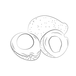 Avocado Whole And Crossection Free Coloring Page for Kids