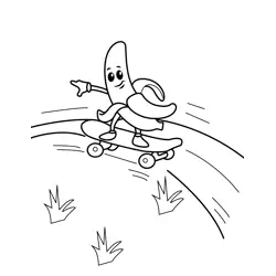 Banana Skateboard Fun Free Coloring Page for Kids