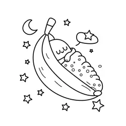 Sweet Dreams in Banana Bed Free Coloring Page for Kids