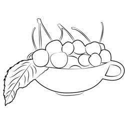 Cherries In Cup Free Coloring Page for Kids
