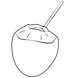 Coconut With Straw Free Coloring Page for Kids