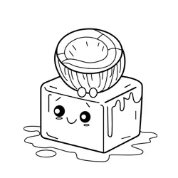 Cute Coconut Ice Friend Free Coloring Page for Kids