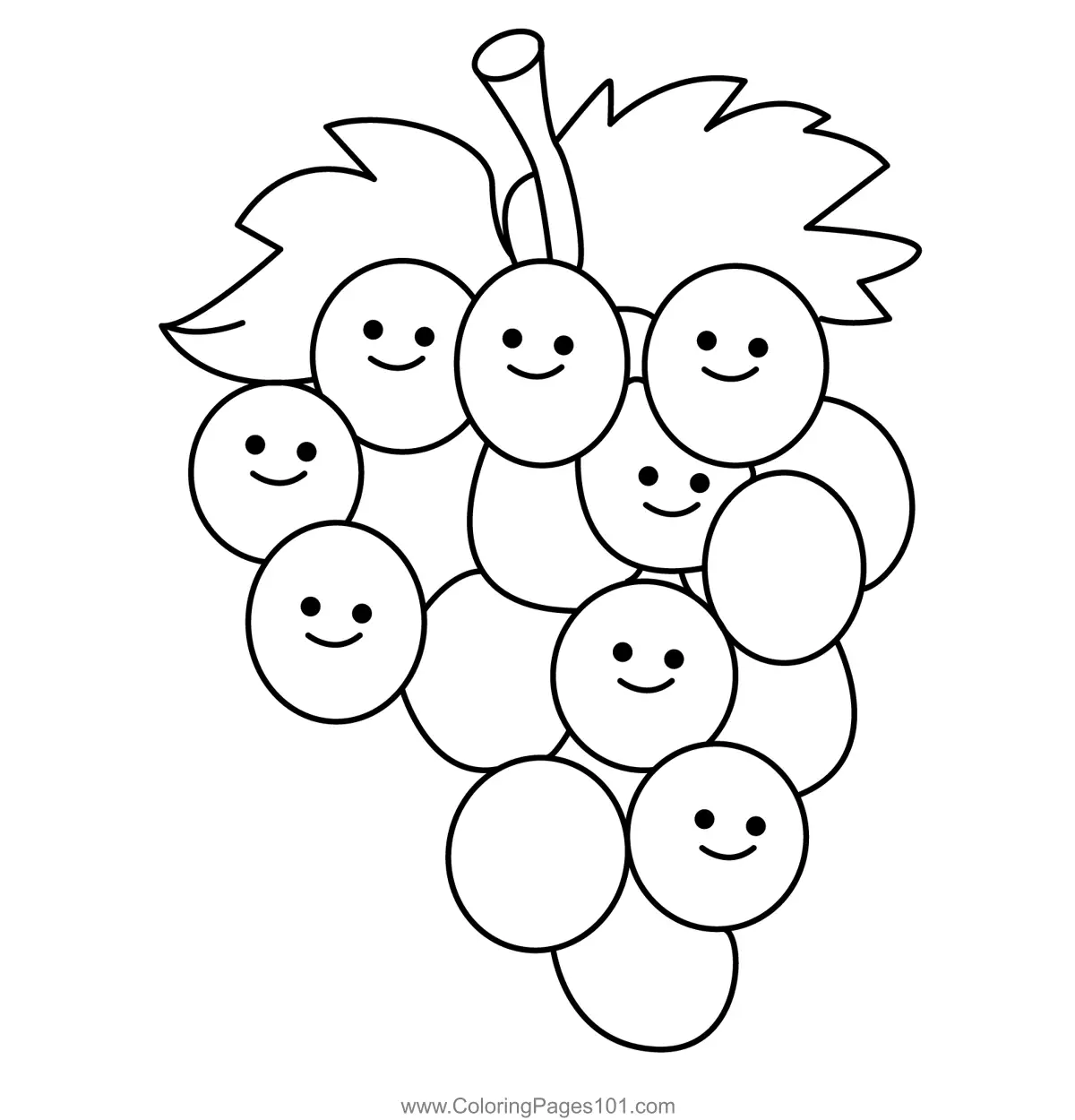 Bunch Of Giggling Grapes Coloring Page For Kids Free Grape Printable 