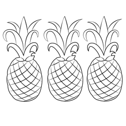 Three Pineapples Free Coloring Page for Kids