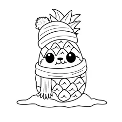 Sweet Pineapple in Snow Free Coloring Page for Kids