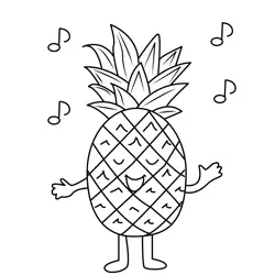 Happy Pineapple Dancing Music Free Coloring Page for Kids