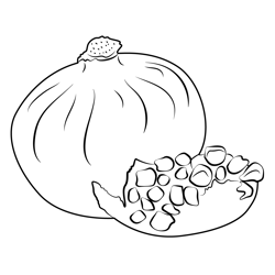 Pomegranate And Its Half Free Coloring Page for Kids
